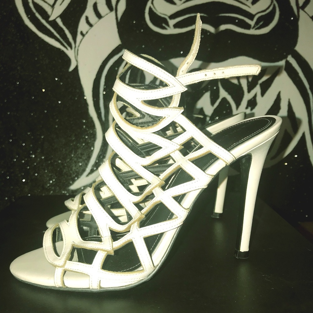 KENDALL AND KYLIE WHITE LACE UP HEELS
